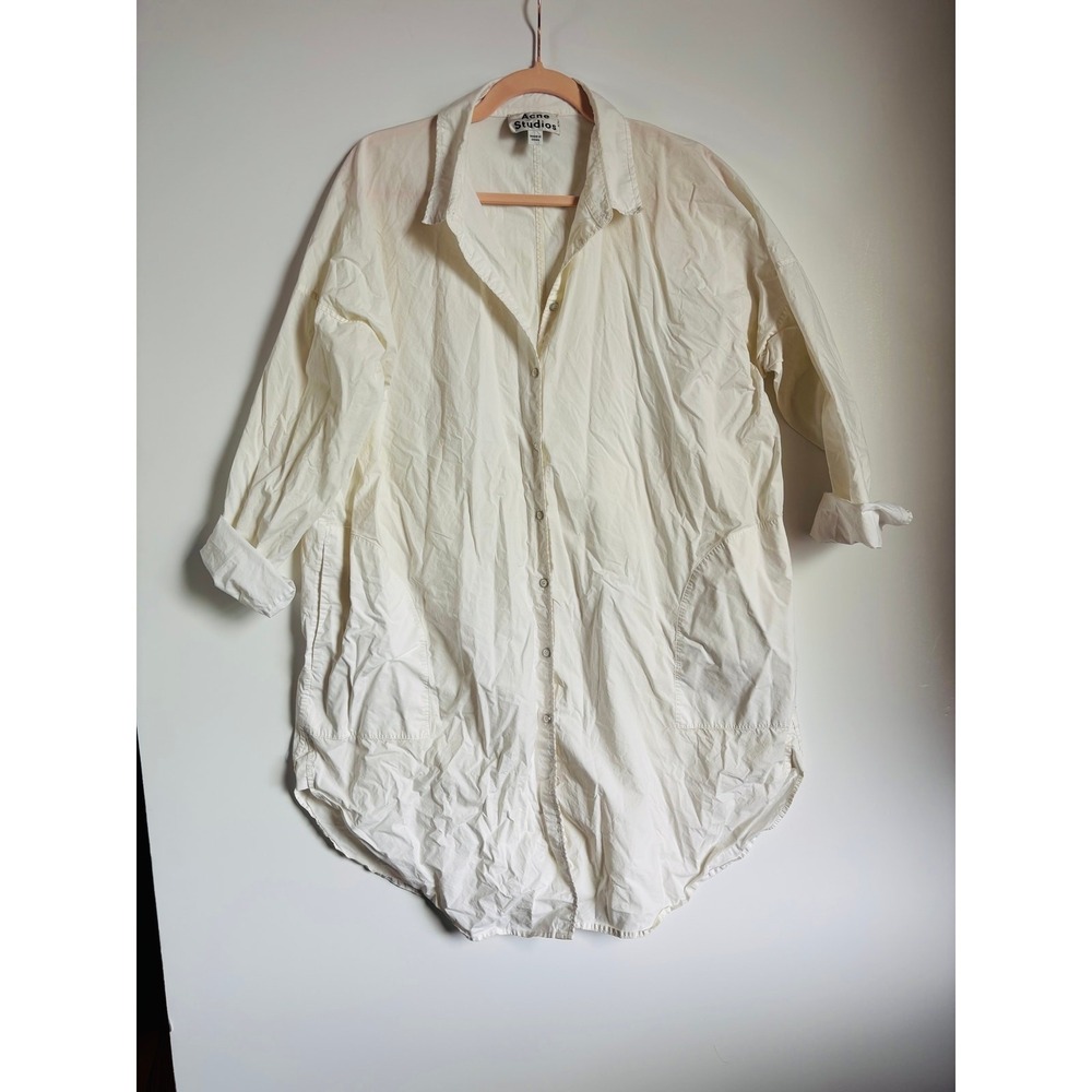 ACNE STUDIOS LASH TECH SHIRT DRESS WOMENS LARGE WHITE